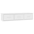 Miniatyrbilde 1 av 9: vidaXL Vegghylle med skuff hvit 88x26x18,5 cm konstruert tre