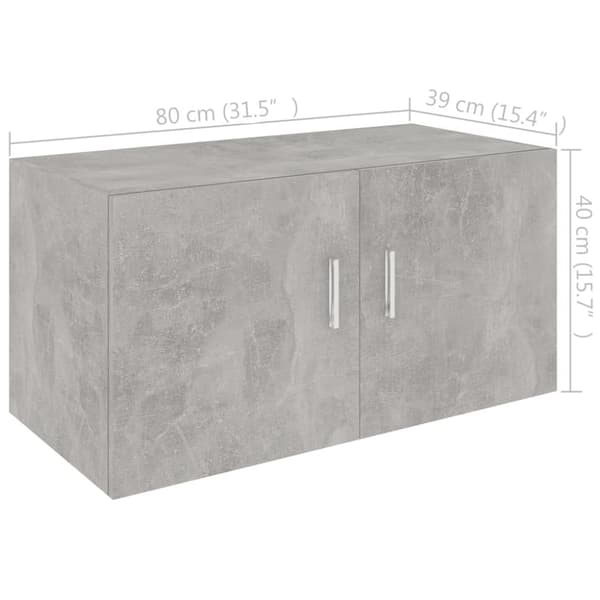 vidaXL vægskab 80x39x40 cm konstrueret træ betongrå