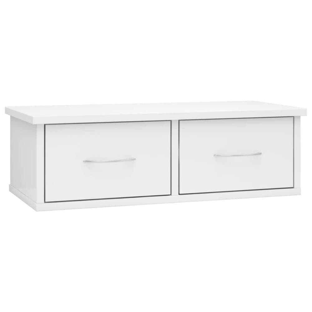 vidaXL Väggmonterade lådor vit högglans 60x26x18,5 cm spånskiva