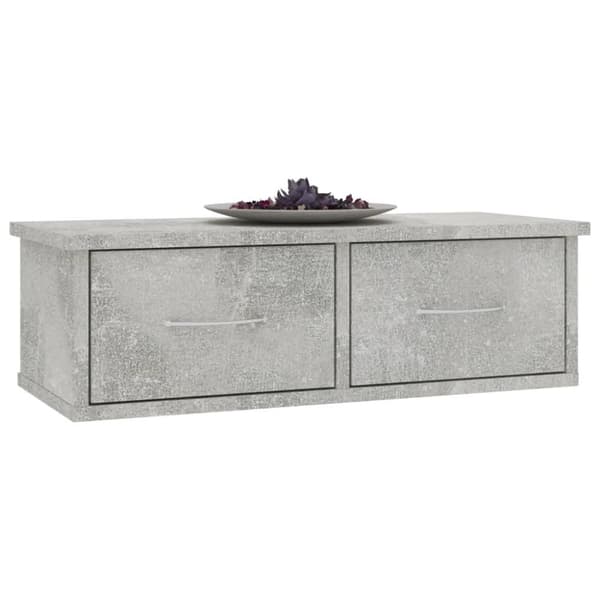 vidaXL Vegghylle med skuff betonggrå 60x26x18,5 cm konstruert tre