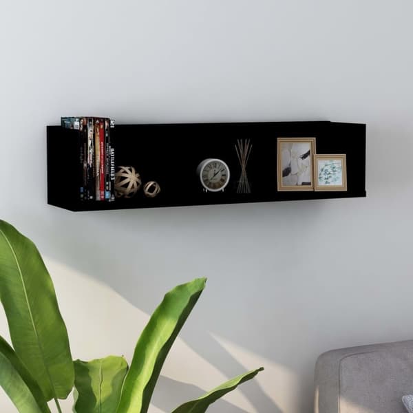 vidaXL cd-reol 75x18x18 cm konstrueret træ sort