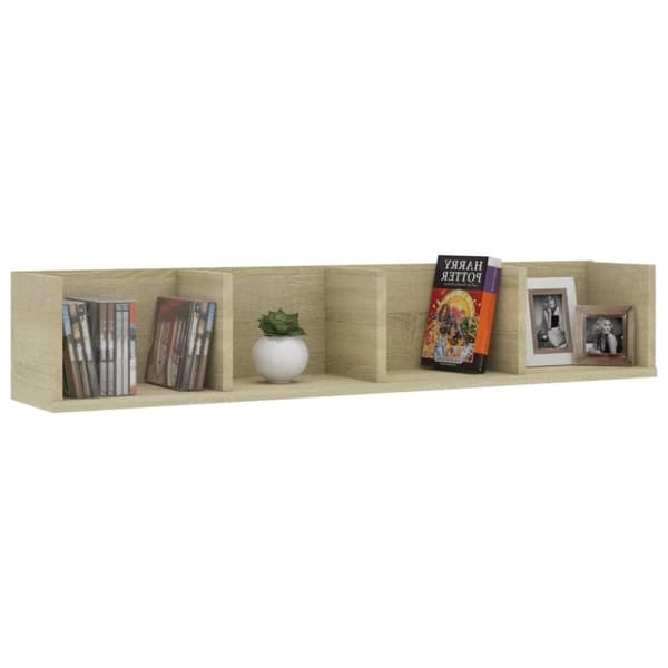 vidaXL CD-hylde 100x18x18 cm konstrueret træ sonoma-eg