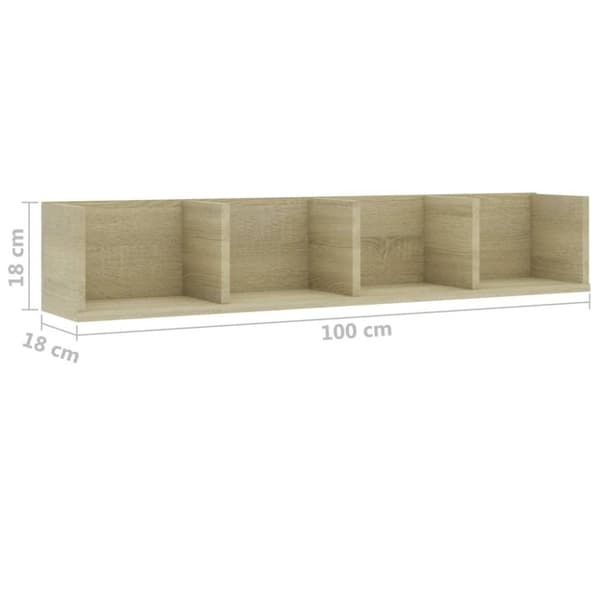 vidaXL CD-hylde 100x18x18 cm konstrueret træ sonoma-eg