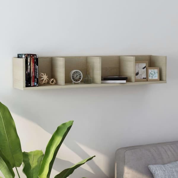 vidaXL CD-hylde 100x18x18 cm konstrueret træ sonoma-eg