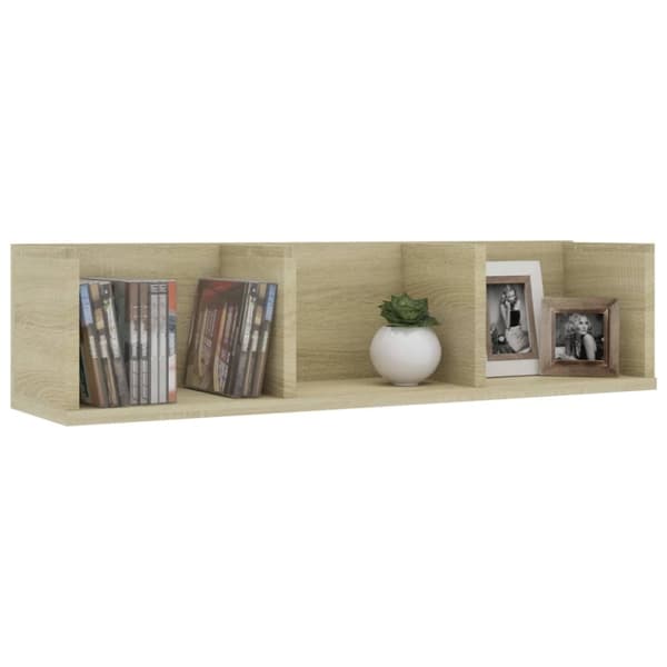 vidaXL Veggmontert CD-hylle sonoma eik 75x18x18 cm konstruert tre