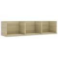 Miniatyrbilde 1 av 6: vidaXL Veggmontert CD-hylle sonoma eik 75x18x18 cm konstruert tre