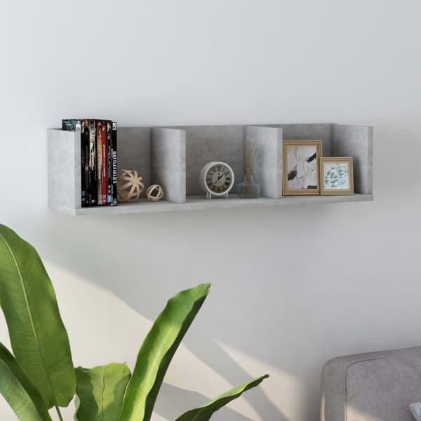 vidaXL cd-reol 75x18x18 cm konstrueret træ betongrå