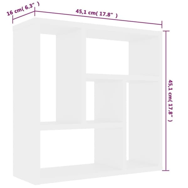 vidaXL Vägghylla vit 45,1x16x45,1 cm konstruerat trä