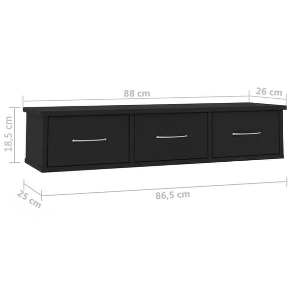 vidaXL vægskab med skuffer 88x26x18,5 cm konstrueret træ sort