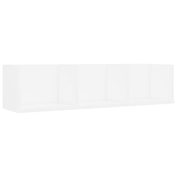 vidaXL Veggmontert CD-hylle hvit 75x18x18 cm konstruert tre