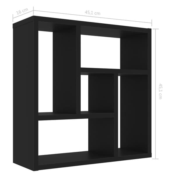 vidaXL væghylde 45,1x16x45,1 cm konstrueret træ sort