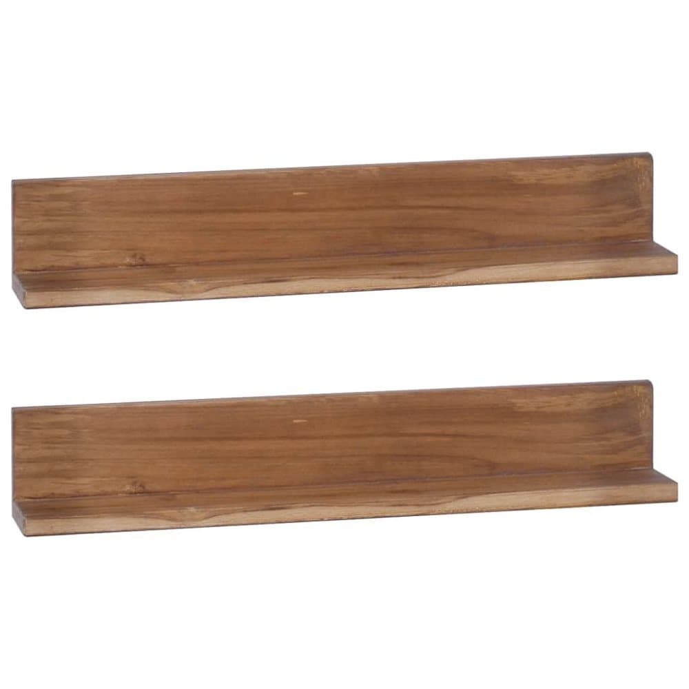 vidaXL Vägghyllor 2 st 60x10x10 cm massivt teakträ