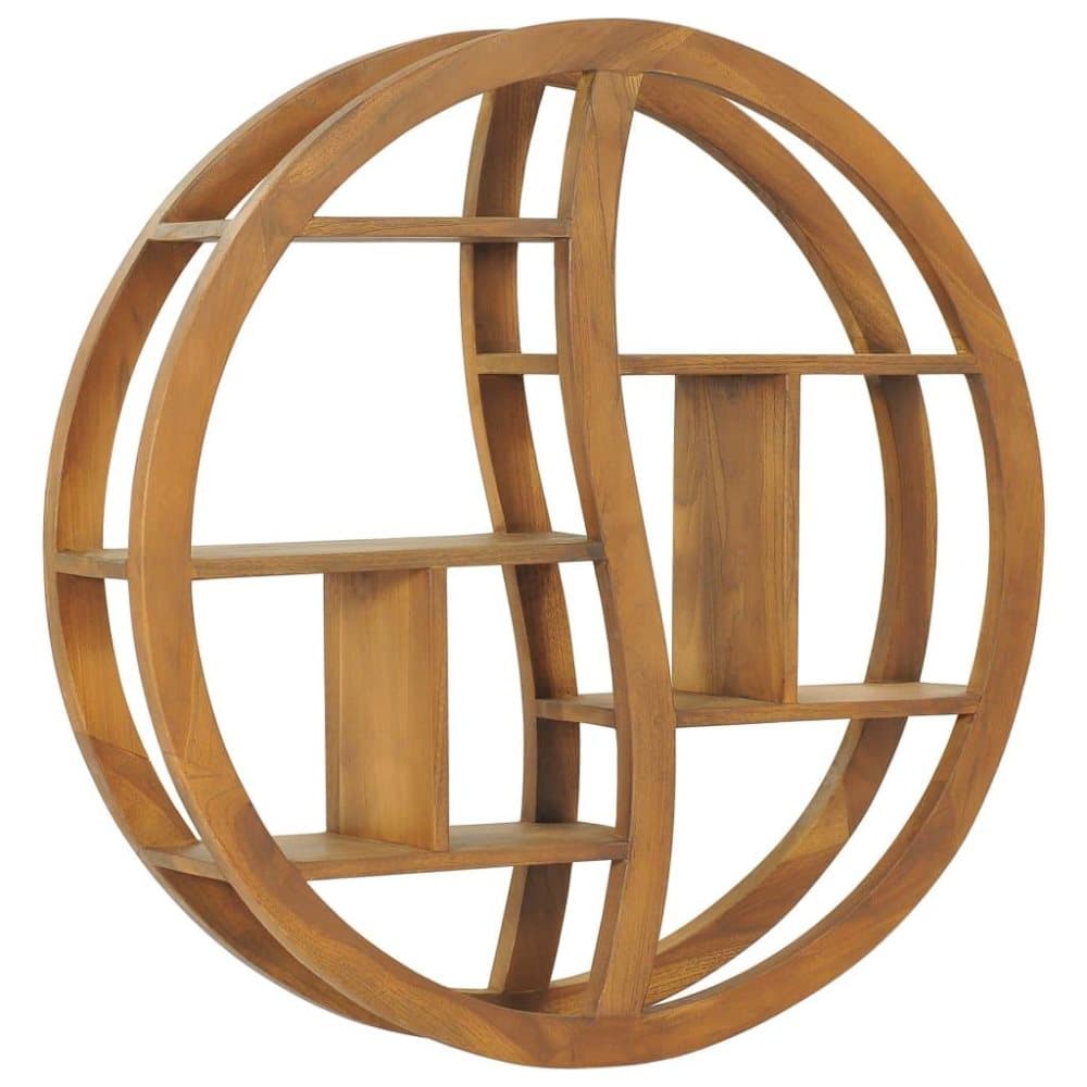 vidaXL væghylde 80x17,5x80 cm yin og yang-design massivt teaktræ