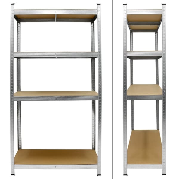 ECD Germany 2x verkstadshylla kraftig hylla 160x80x40cm upp till 320 kg fjädrande galvaniserad metall 4 MDF-paneler höjdjusterbar förvaringshylla