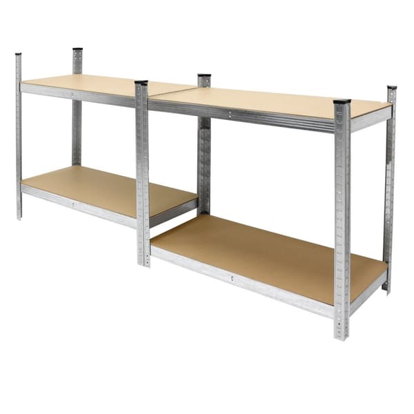 ECD Germany 2x verkstadshylla kraftig hylla 160x80x40cm upp till 320 kg fjädrande galvaniserad metall 4 MDF-paneler höjdjusterbar förvaringshylla