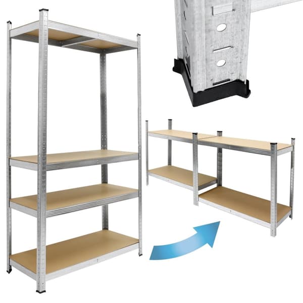 ECD Germany 2x verkstadshylla kraftig hylla 160x80x40cm upp till 320 kg fjädrande galvaniserad metall 4 MDF-paneler höjdjusterbar förvaringshylla