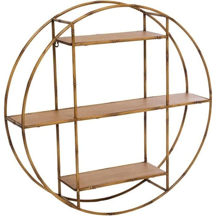 Asco pyöreä seinähylly metallia ja puuta - Luonnollinen - L. 77 x l. 18 x kork. 77 cm