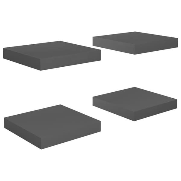 vidaXL væghylder 4 stk. 23x23,5x3,8 cm MDF grå højglans