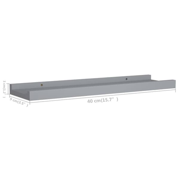 vidaXL gallerihylder 2 stk. 40x9x3 cm MDF grå