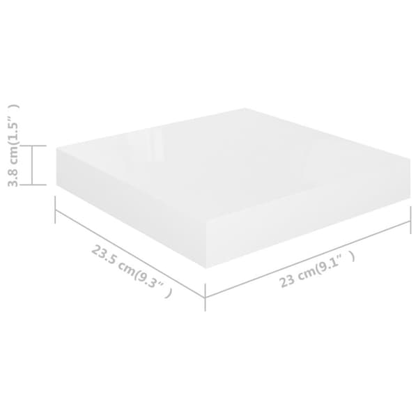 vidaXL Flytende vegghyller 4 stk høyglans hvit 23x23,5x3,8 cm MDF
