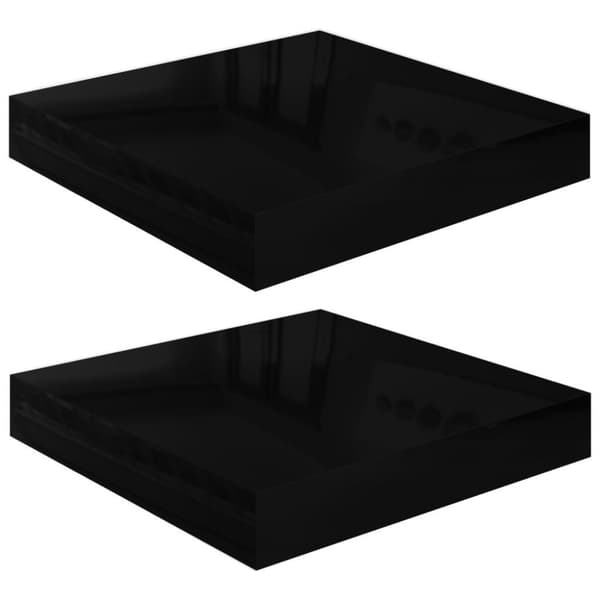 vidaXL Flytende vegghyller 2 stk høyglans svart 23x23,5x3,8 cm MDF
