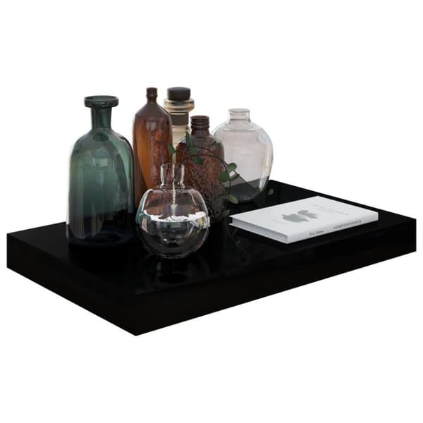 vidaXL Flytende vegghyller 2 stk høyglans svart 40x23x3,8 cm MDF