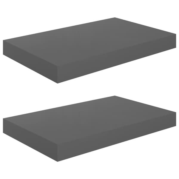 vidaXL Svävande vägghyllor 2 st grå högglans 40x23x3,8 cm MDF