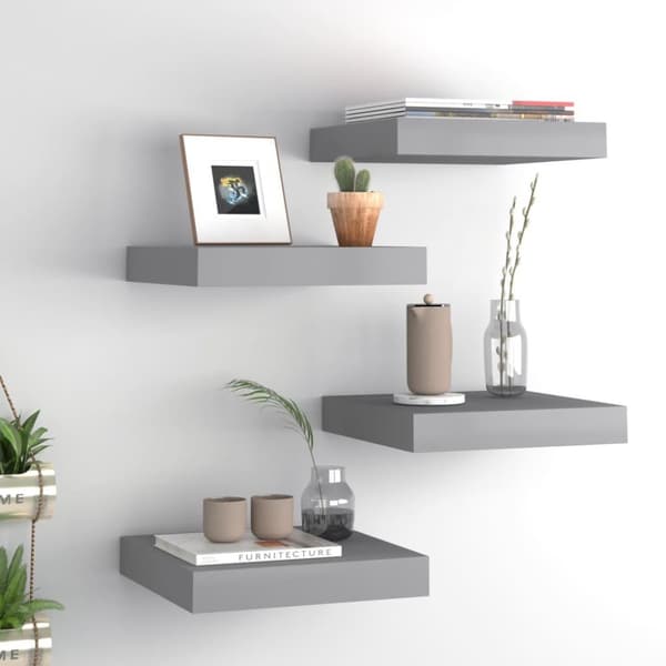vidaXL væghylder 4 stk. 23x23,5x3,8 cm MDF grå
