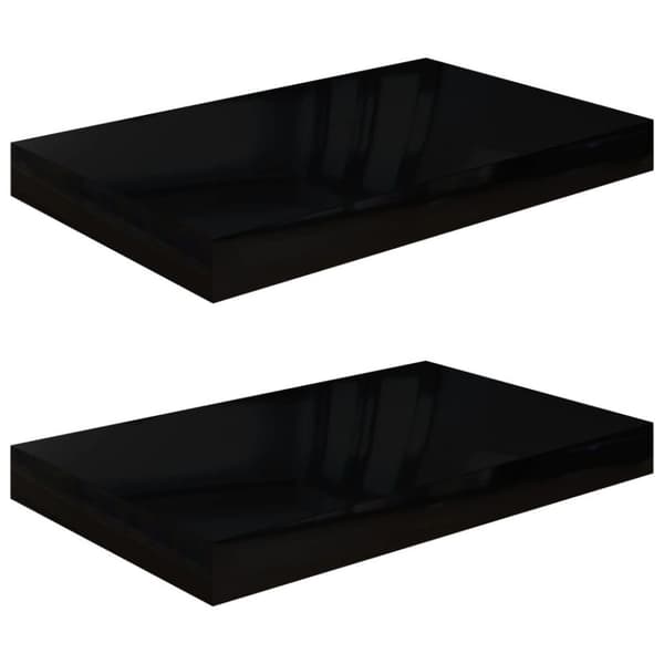 vidaXL væghylder 2 stk. 40x23x3,8 cm MDF sort højglans