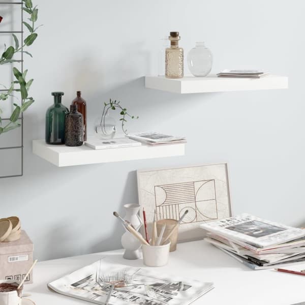 vidaXL væghylder 2 stk. 40x23x3,8 cm MDF hvid højglans