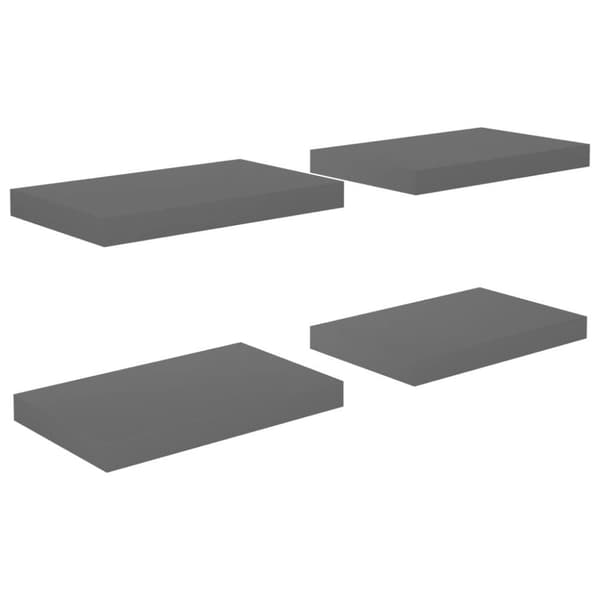 vidaXL væghylder 4 stk. 40x23x3,8 cm MDF grå højglans