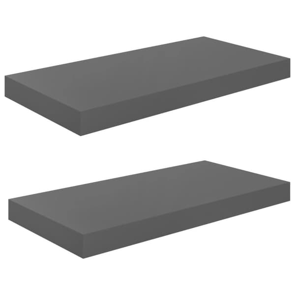vidaXL væghylder 2 stk. 50x23x3,8 cm MDF grå højglans