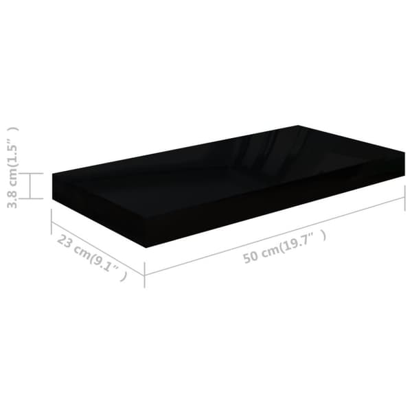 vidaXL væghylde 50x23x3,8 cm MDF sort højglans
