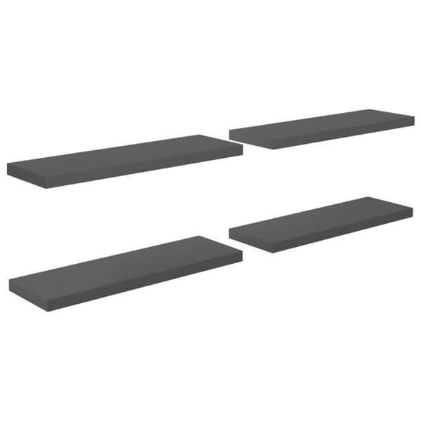 vidaXL væghylder 4 stk. 80x23,5x3,8 cm MDF grå højglans