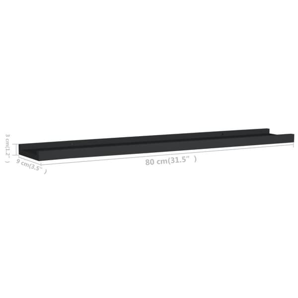 vidaXL Tavellist 2 st svart 80x9x3 cm MDF