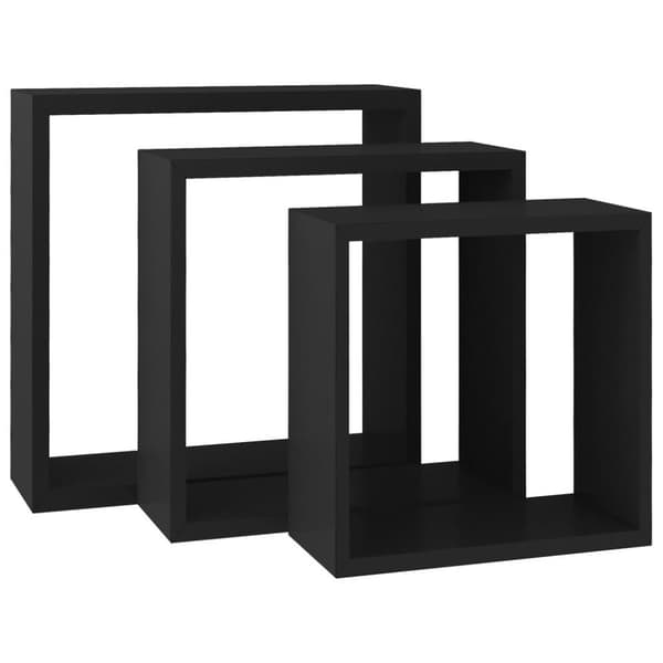 vidaXL Vegghyller kubeformet 3 stk MDF svart
