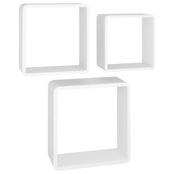 vidaXL Vegghyller kubeformet 3 stk MDF hvit