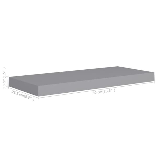 vidaXL Svävande vägghylla grå 60x23,5x3,8 cm MDF