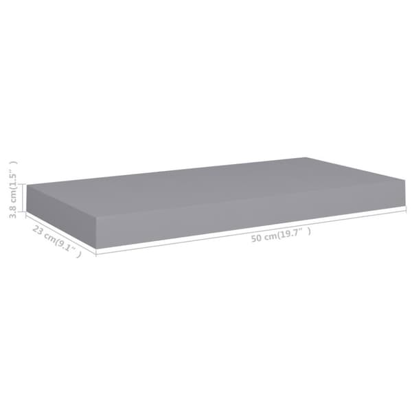 vidaXL væghylder 4 stk. 50x23x3,8 cm MDF grå