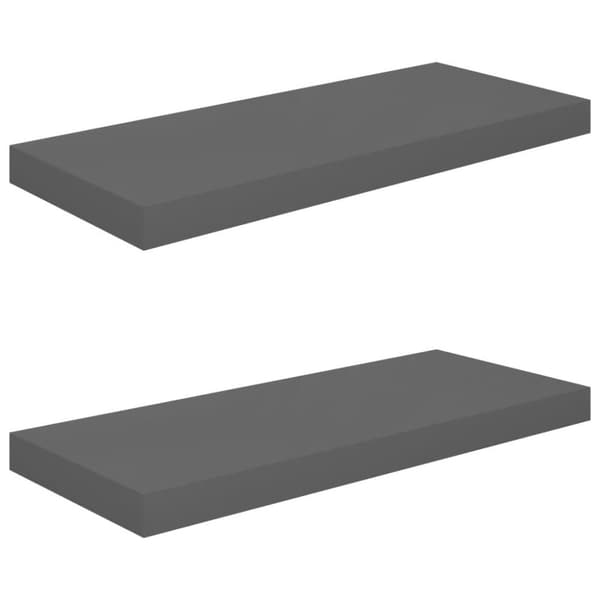 vidaXL Svävande vägghyllor 2 st grå högglans 60x23,5x3,8 cm MDF