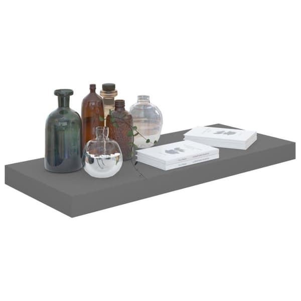 vidaXL Svävande vägghylla grå högglans 60x23,5x3,8 cm MDF