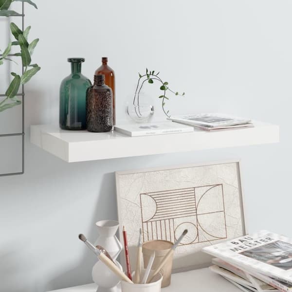 vidaXL Svävande vägghylla vit högglans 50x23x3,8 cm MDF