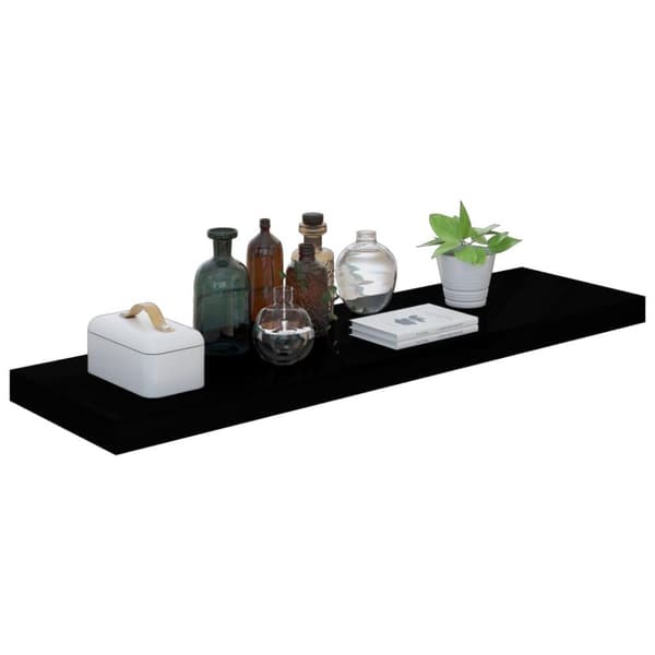 vidaXL Svävande vägghyllor 2 st svart högglans 90x23,5x3,8 cm MDF