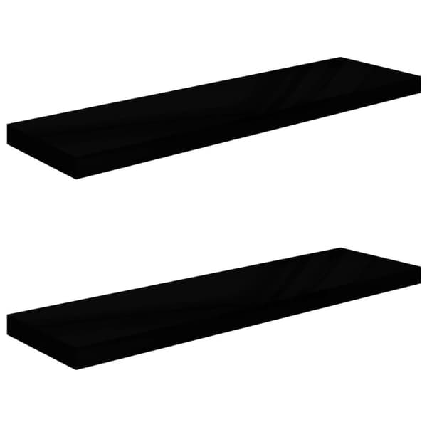 vidaXL Svävande vägghyllor 2 st svart högglans 90x23,5x3,8 cm MDF