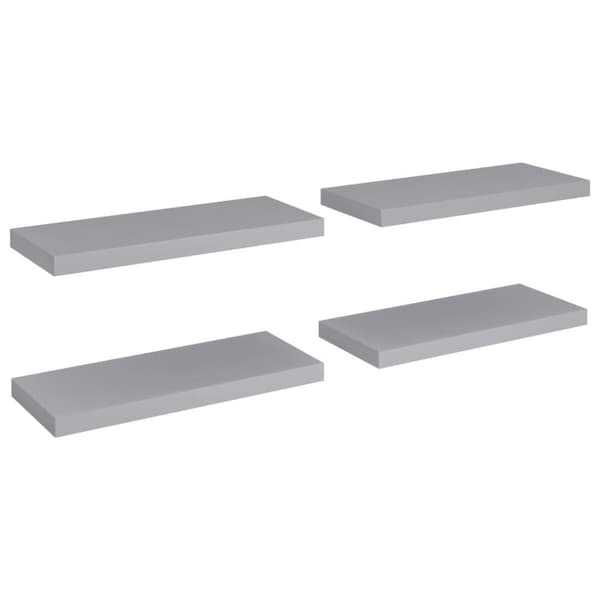 vidaXL Flytende vegghyller 4 stk grå 60x23,5x3,8 cm MDF