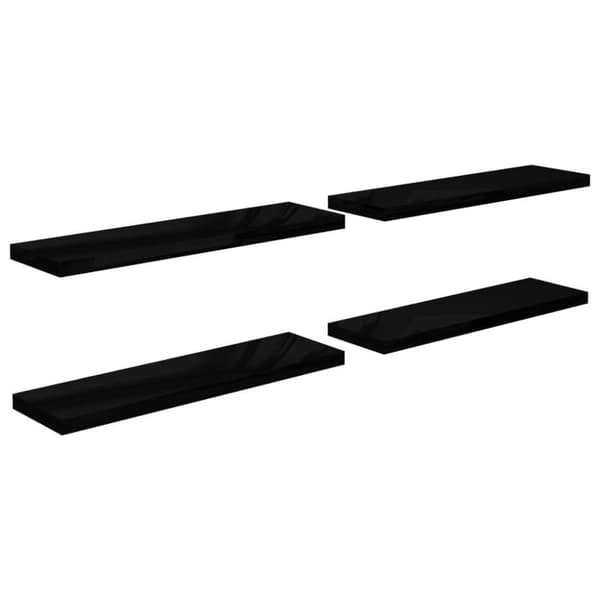 vidaXL væghylder 4 stk. 90x23,5x3,8 cm MDF sort højglans
