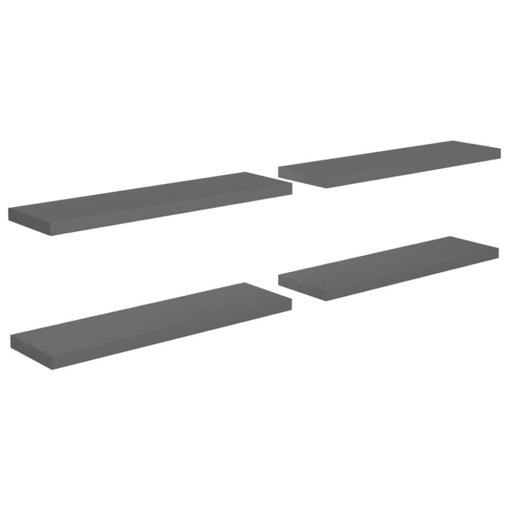 vidaXL Kelluvat seinähyllyt 4kpl korkeakiilto harmaa 90x23,5x3,8cm MDF