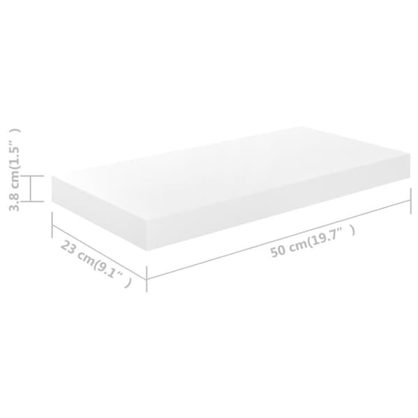 vidaXL Svävande vägghyllor 4 st vit högglans 50x23x3,8 cm MDF