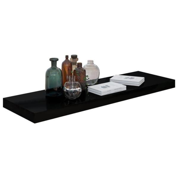 vidaXL Flytende vegghyller 2 stk høyglans svart 80x23,5x3,8 cm MDF