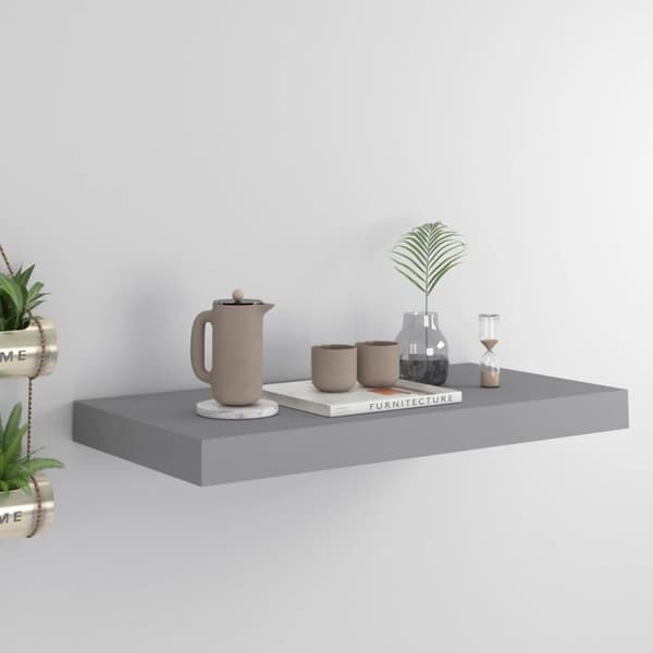 vidaXL væghylde 50x23x3,8 cm MDF grå